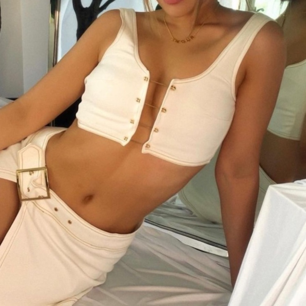 Beginning boutique crop top bustier in white/cream
